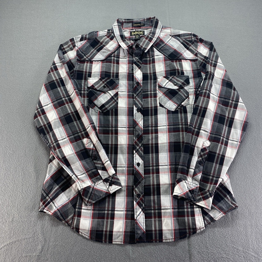 Helix Shirt Mens 2XL Plaid Athletic Fit Plaid‎ Long Sleeve Button Up Western
